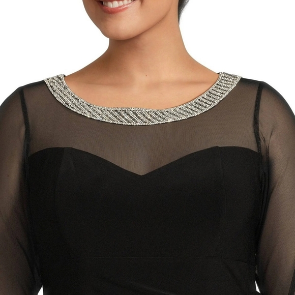 Alex Evenings Women's Plus Size Shift Dress with Embellished Illusion Dress - Picture 3 of 6